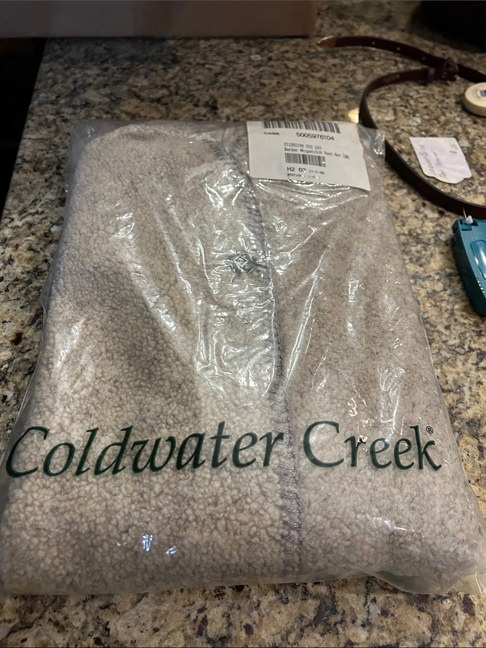 NWT Coldwater Creek Sz L Natural Beige Berber Whipstitch Sherpa Vest